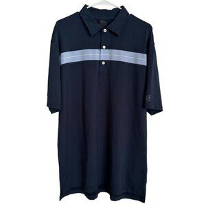 Dunning Golf Men's Navy Blue Golf Polo Shirt‎ Men's XL Sleeve Logo Polyester